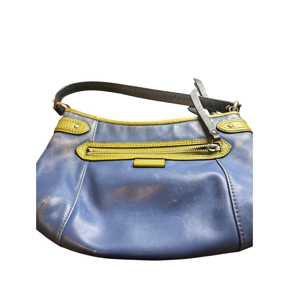 Coach Taylor Leather Swingpack Crossbody Bag Blue Lime Green F23951